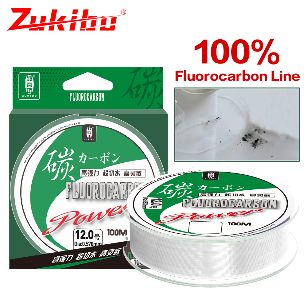 Fluorocarbon Line - ZUKIBO 50m 100m 100% Fluorocarbon Fishing