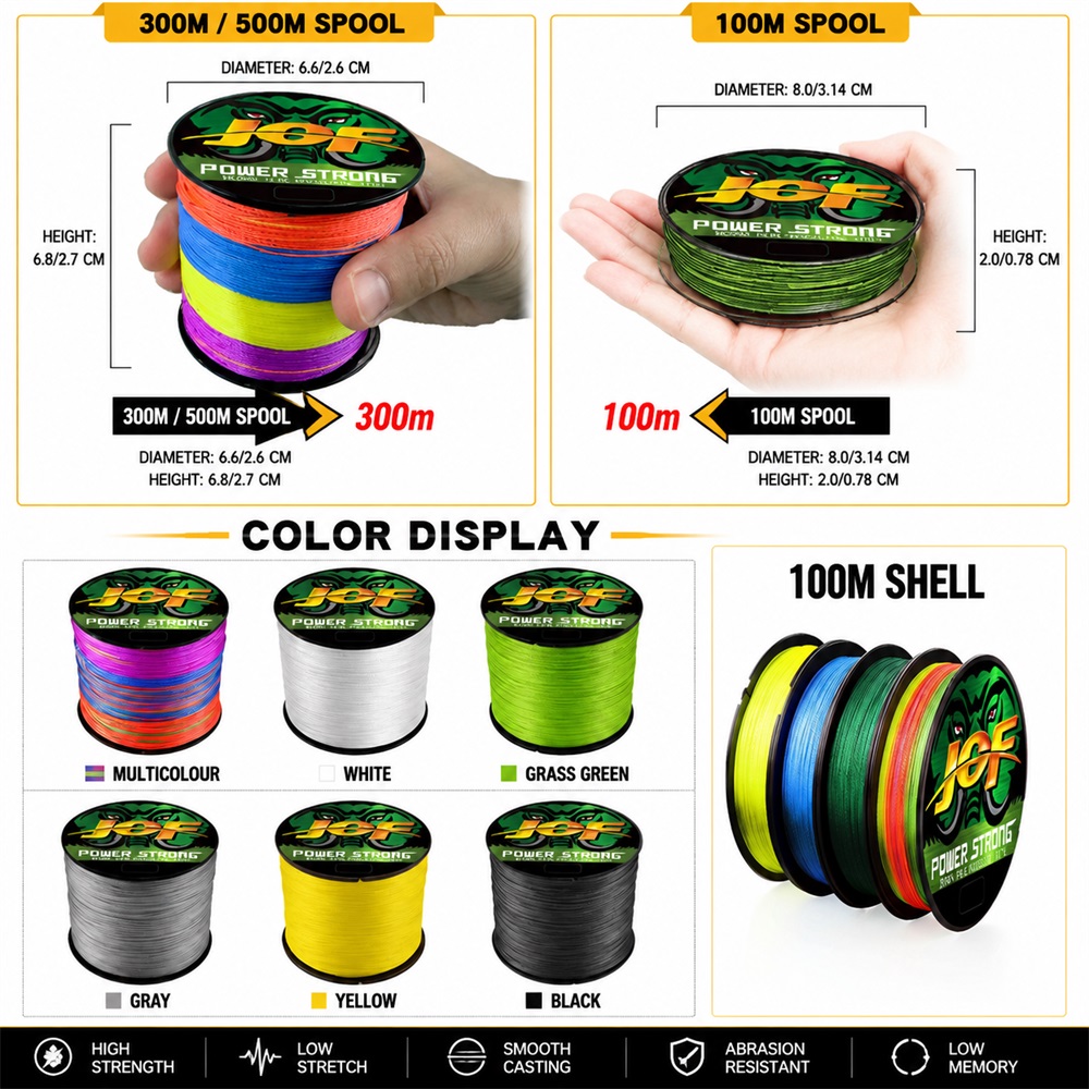 JOF 4X Braided PE Fishing Line - Freshwater Line ulasan dan harga
