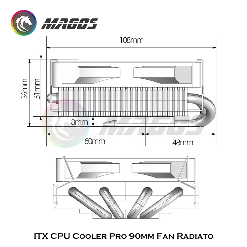 ITX CPU Cooler Pro 90mm Fan Ra - Fly Line ulasan dan harga