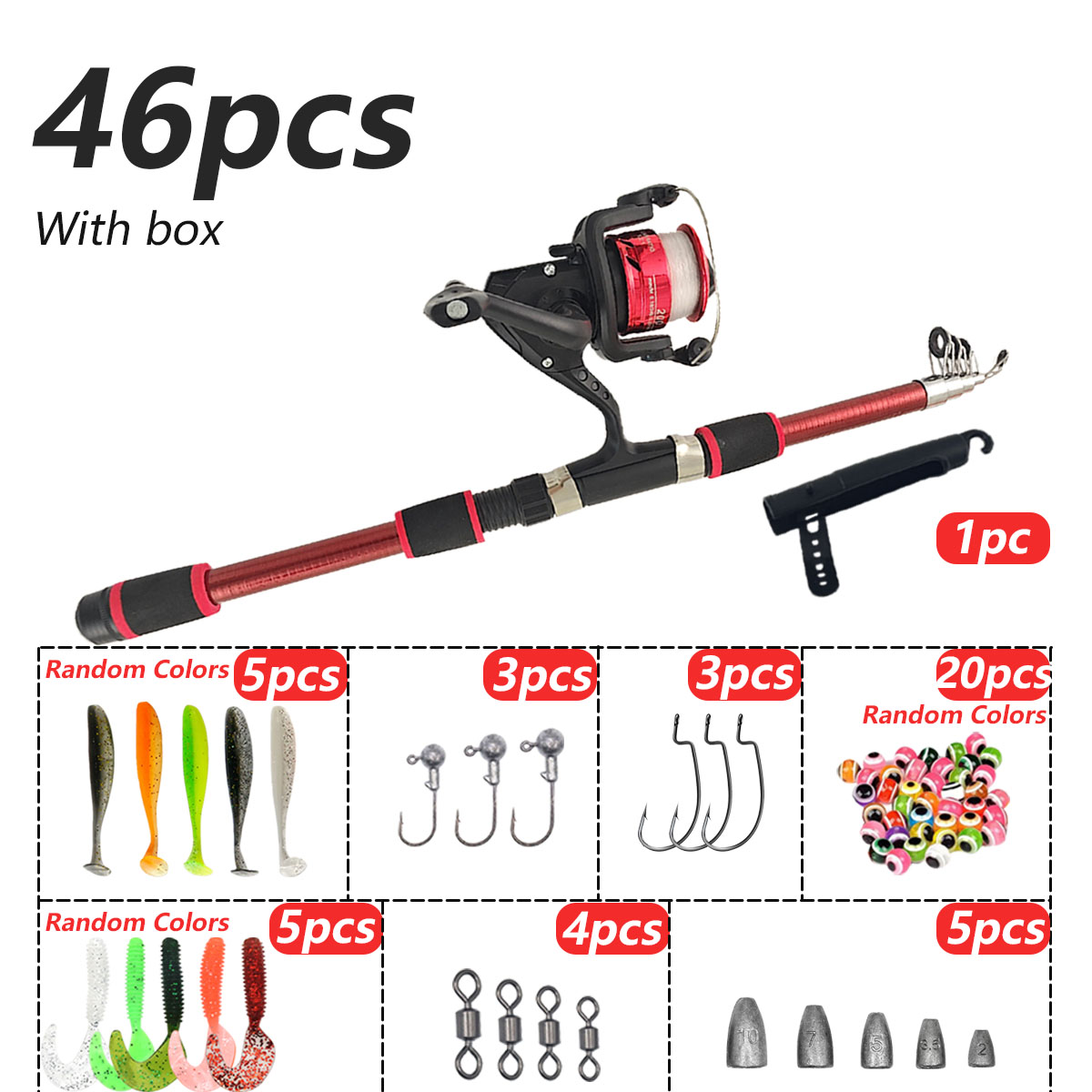 46Pcs Telescopic Fishing Rod R - Freshwater Line ulasan dan harga