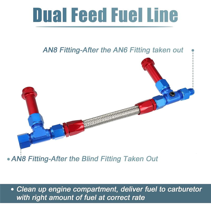 8AN Dual Feed Fuel Line To 7/8 - Braided Line ulasan dan harga