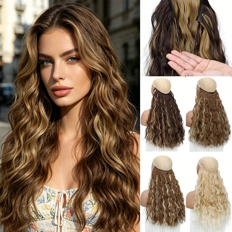 18Inch Synthetic Long Wavy Cul - Monofilament Line ulasan dan harga