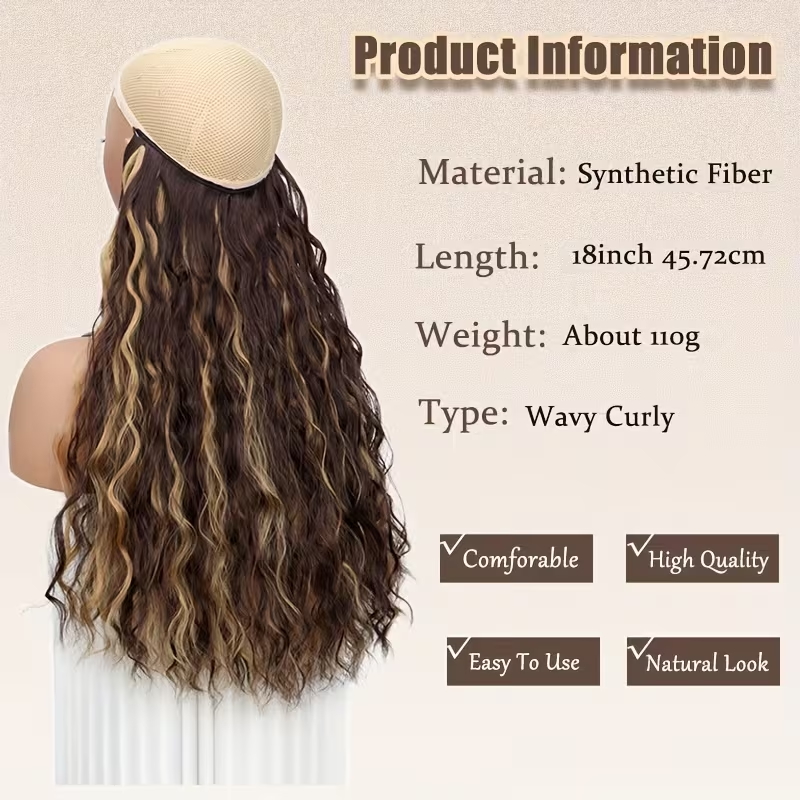 18Inch Synthetic Long Wavy Cul - Monofilament Line ulasan dan harga